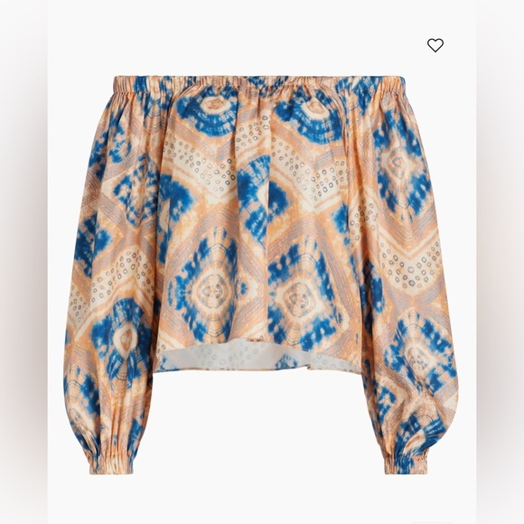 Ulla Johnson Nadya Printed Silk Off-the-Shoulder Blouse - Picture 5 of 9